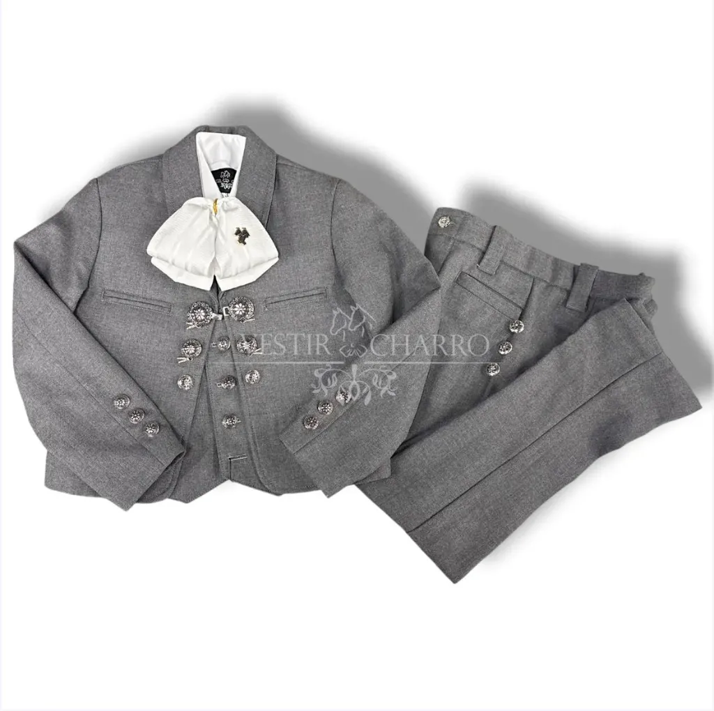 01 TRAJE GRIS TALLA 8, 8X10 LISO MEDIA GALA ECONOMICA