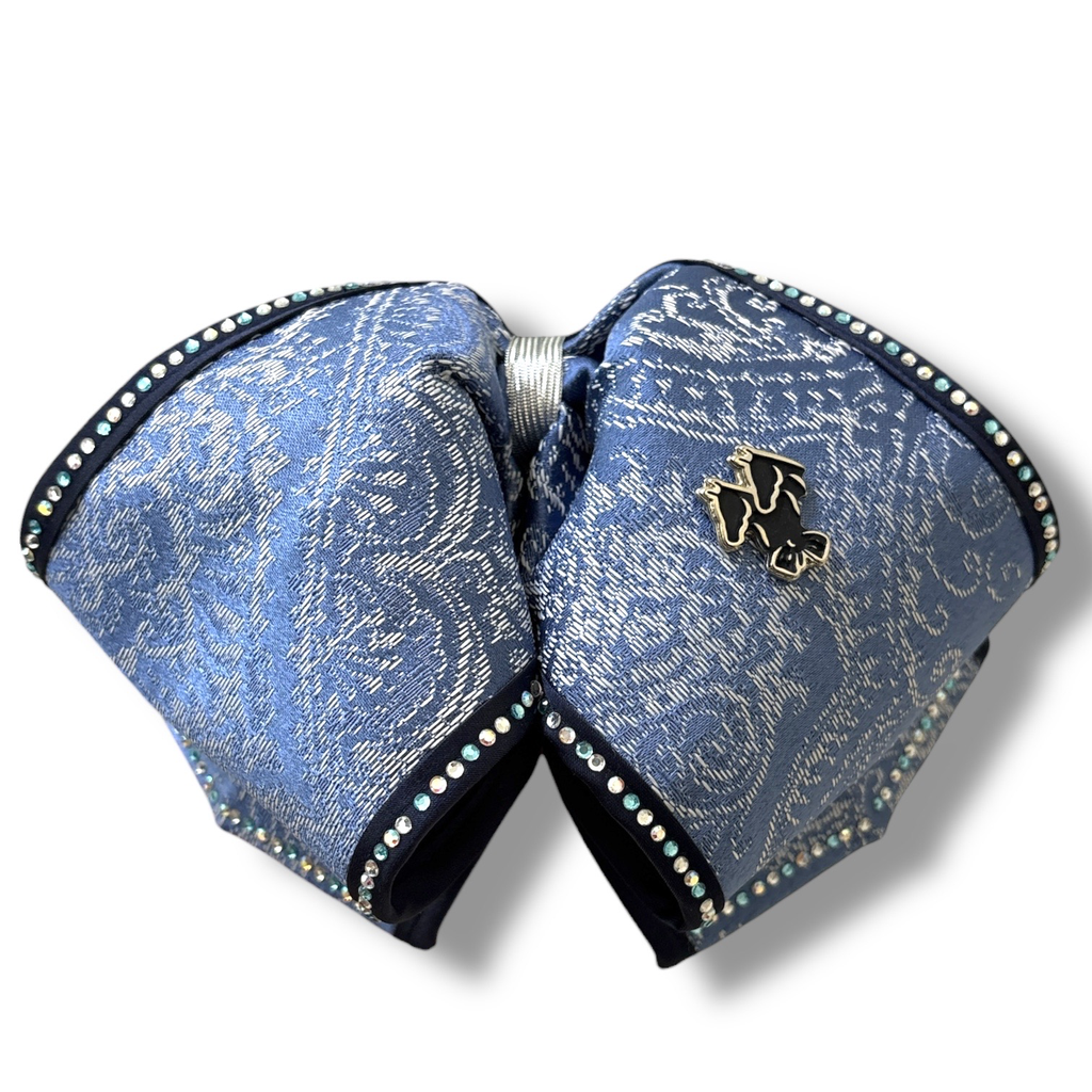 MOÑO AZUL CON PIEDRA Y BIES ADULTO