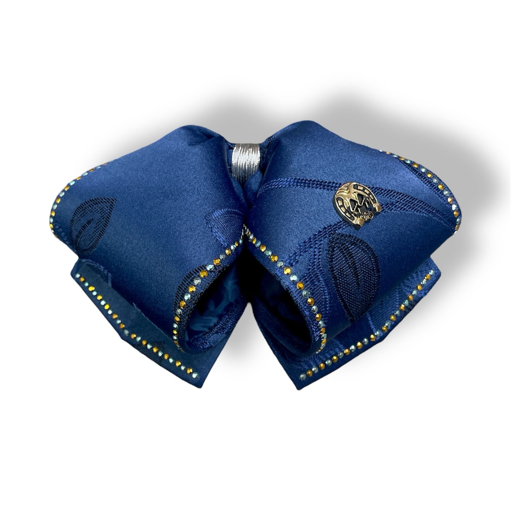 MOÑO AZUL LISO CON PIEDRAS 