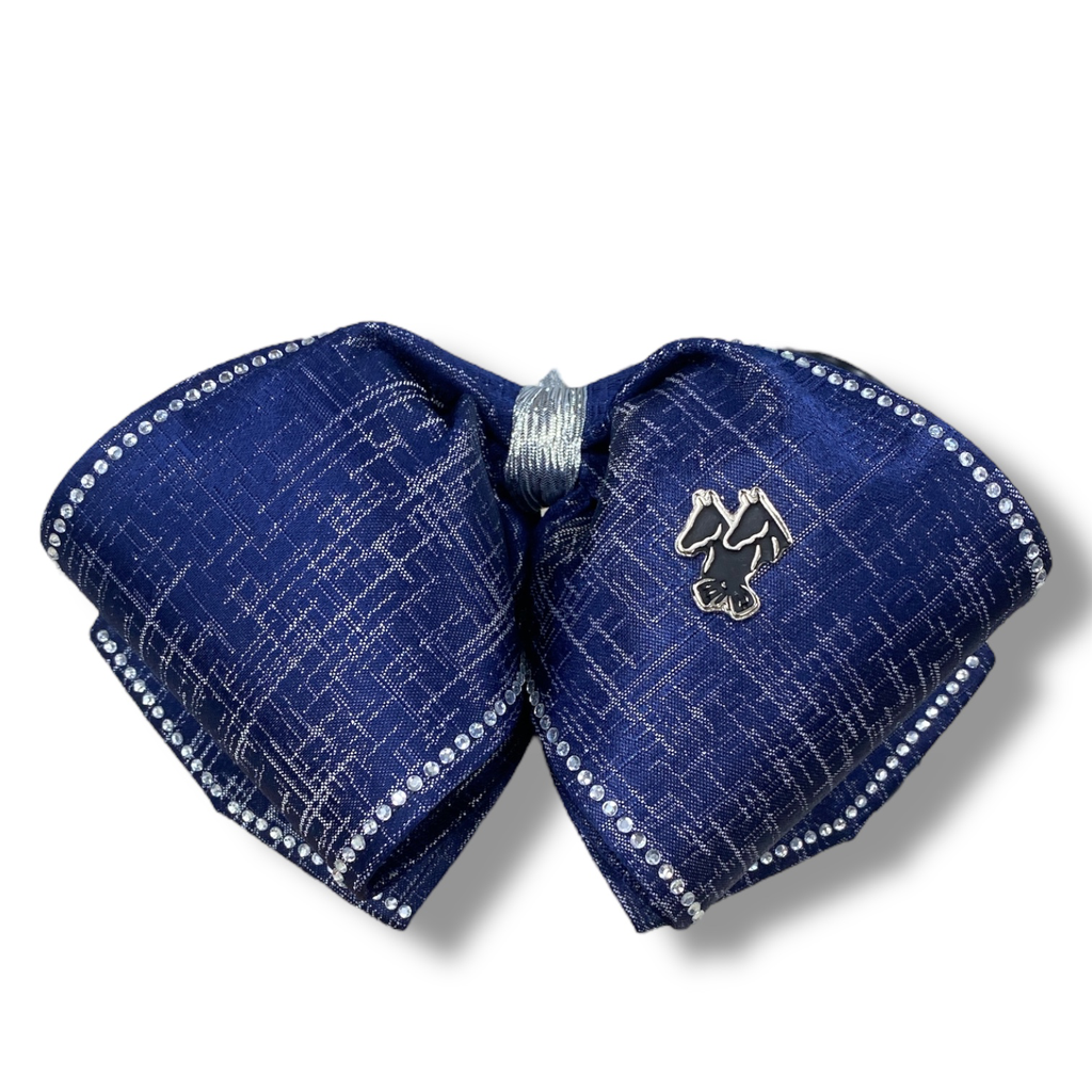 MOÑO AZUL LISO CON PIEDRAS ADULTO (Opción 1)