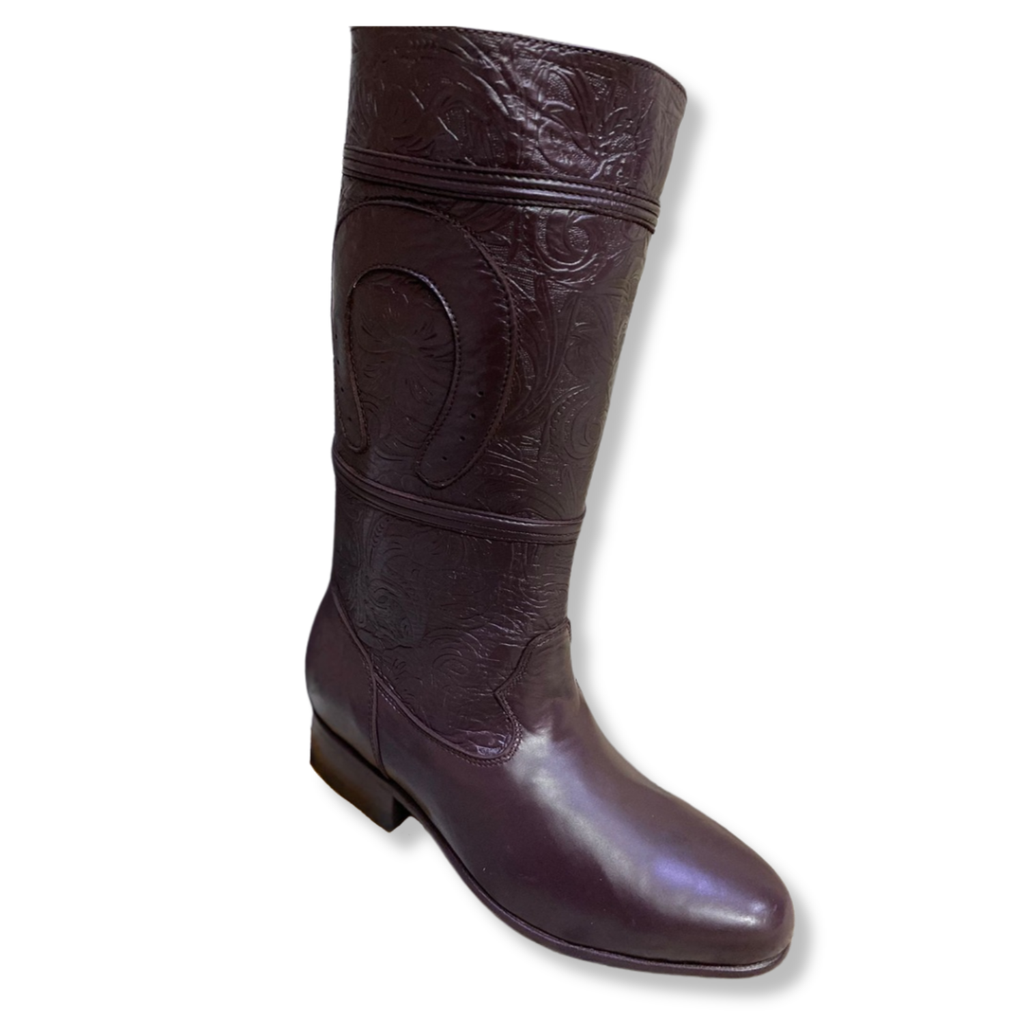BOTA ESCARAMUZA TUBO GRABADO BECERRO (Recto, 23.5)