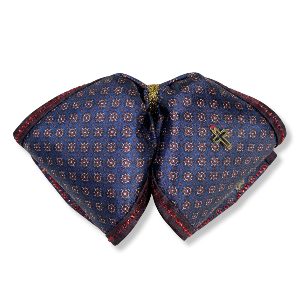 MOÑO AZUL CON PIEDRAS Y DOS COLORES ADULTO