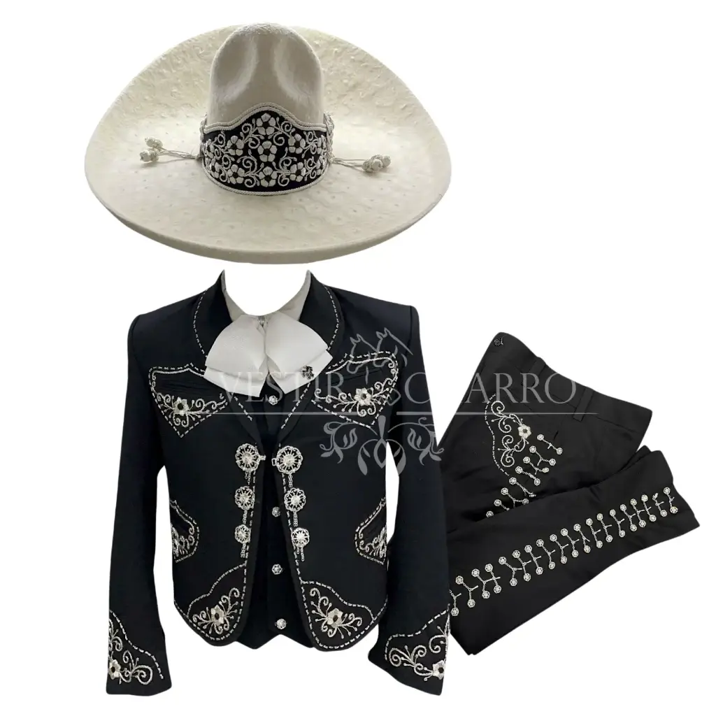 TRAJE NEGRO BDADO CANUTILLO GALA COMPLETA 