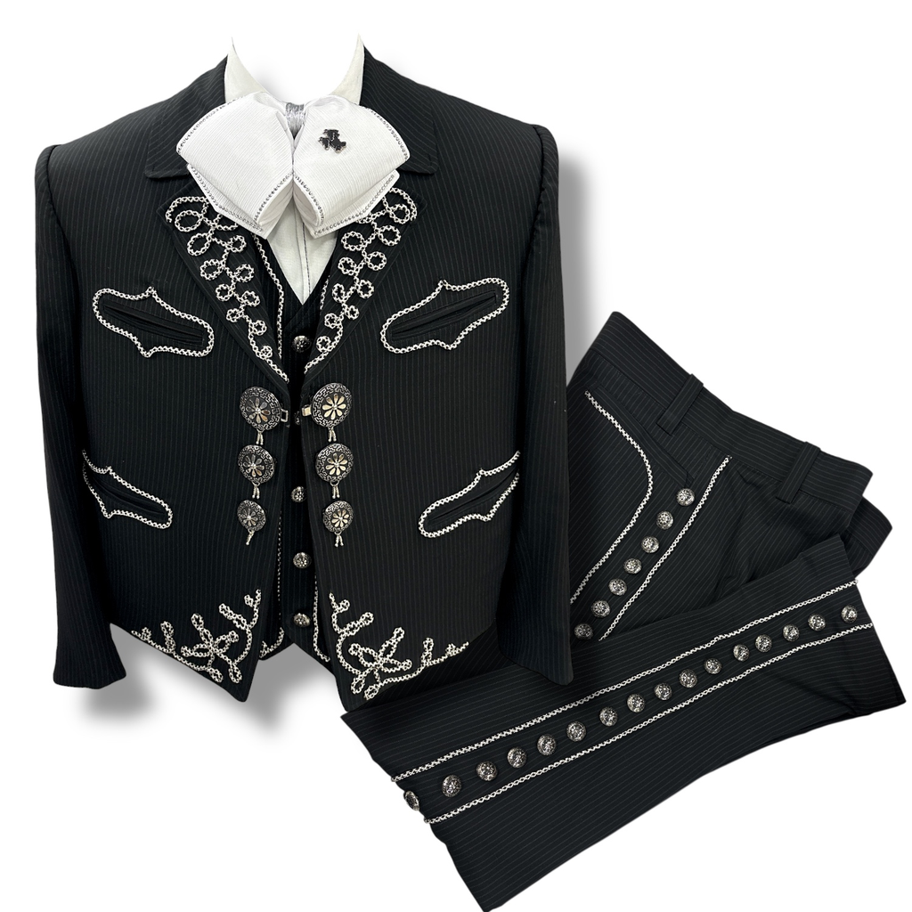 TRAJE-S LISTON NEGRO RAYAS GALA COMPLETA TALLA L, 40X31