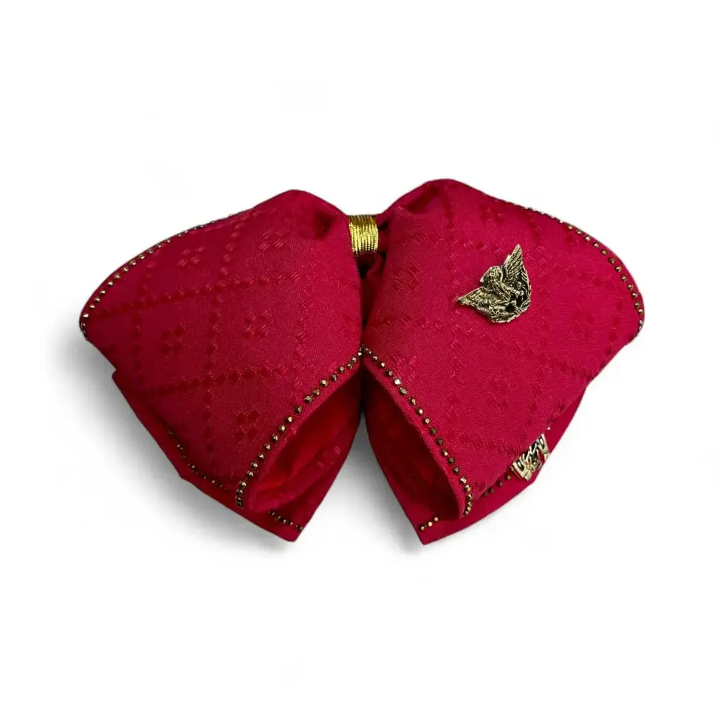 MOÑO ROJO LISO CON PIEDRAS ADULTO