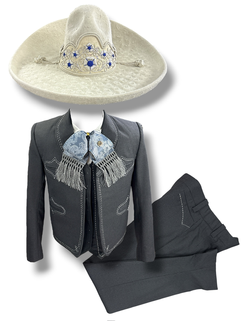 TRAJE DOBLE PESPUNTE GRIS RAYAS COMPLETA VC GALA