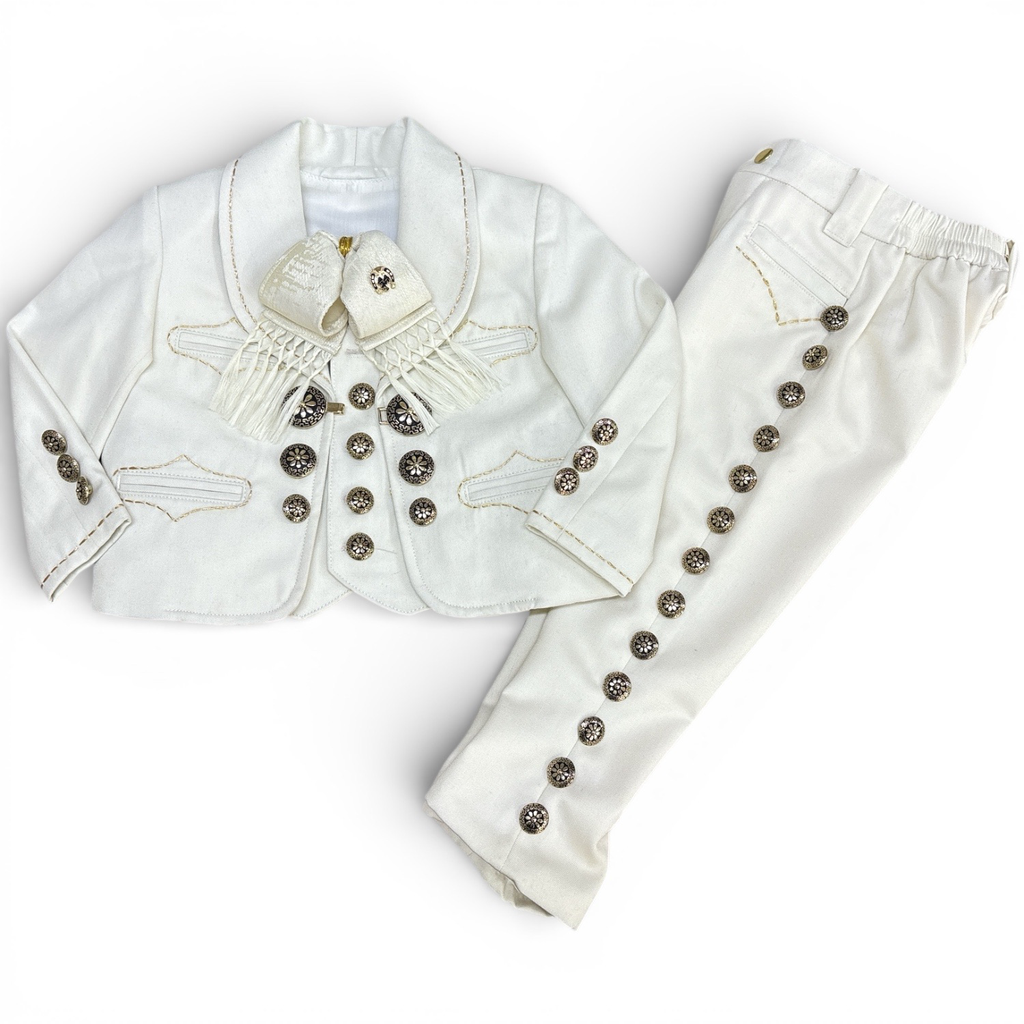 TRAJE BAUTIZO PESPUNTE BLANCO GALA COMPLETA TALLA 2, 2