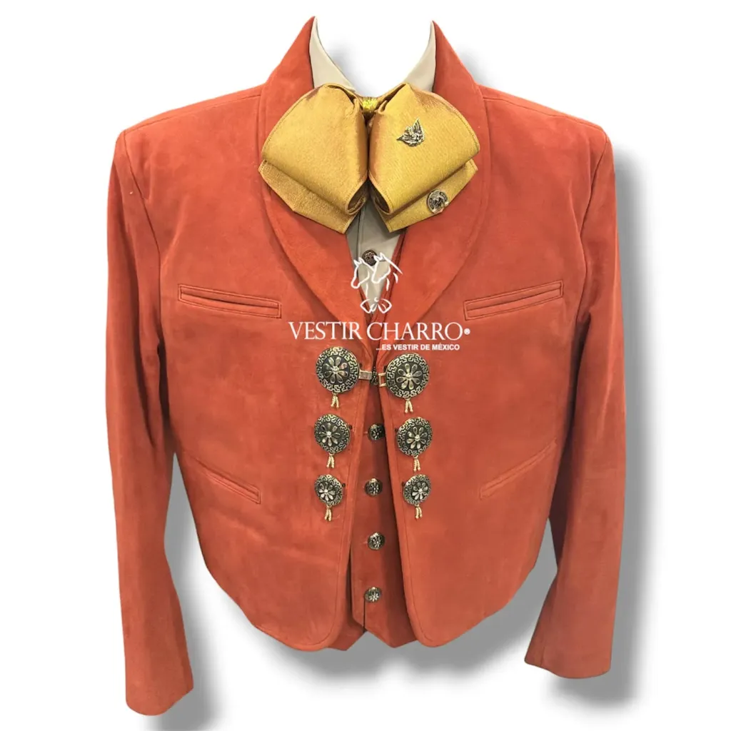 CHALECO Y CHAQUETILLA EN PIEL ANTE CON BOTONADURA L