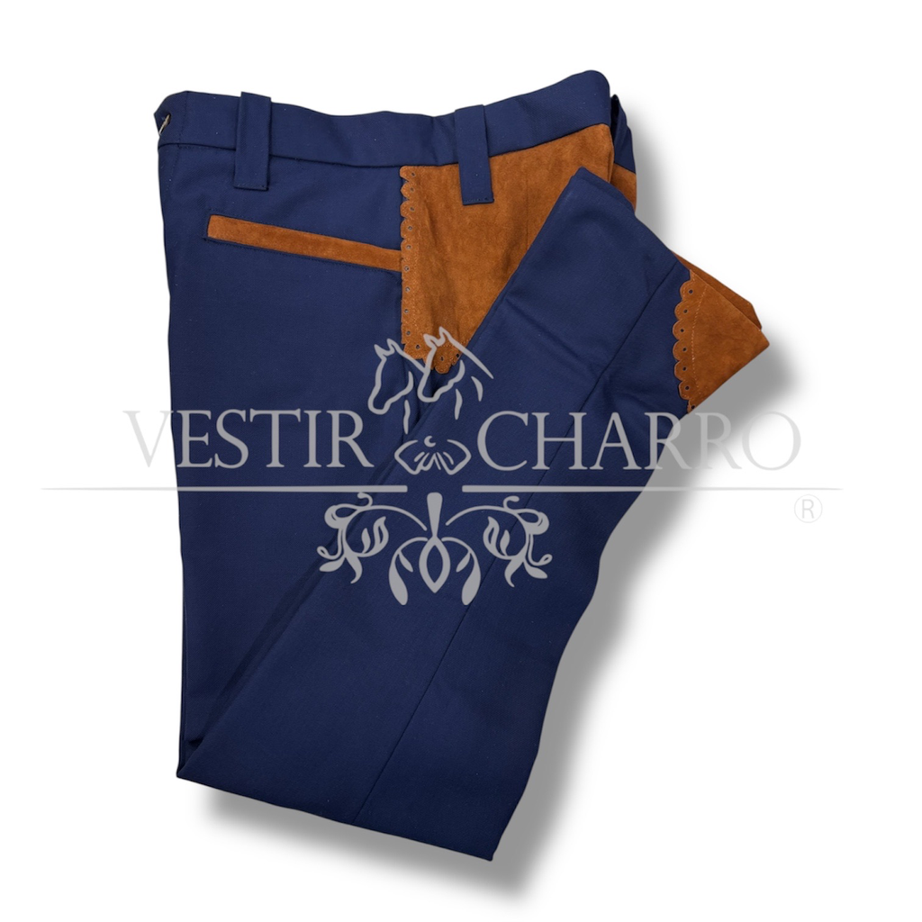 PANTALON LISO CON CUADRILERA Y TALONERA EN PIEL 32x30 (opcion 1)