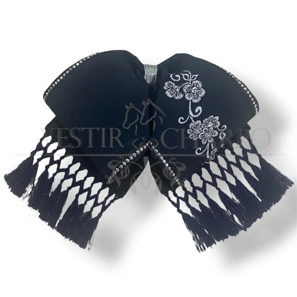 MOÑO AZUL BORDADO BARBAS BIES Y PIEDRAS ADULTO