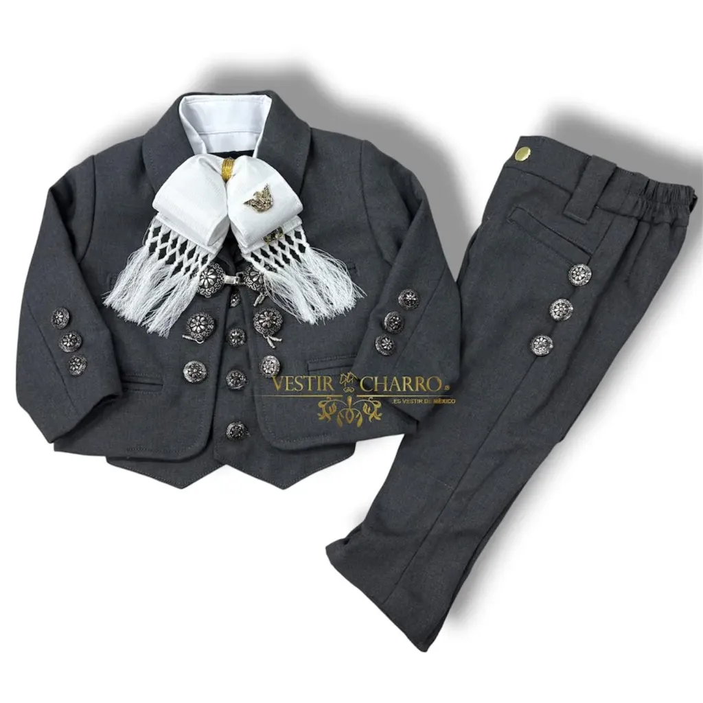 01 TRAJE NIÑO GRIS OBSCURO TALLA 1, PANTALON 1 LISO MEDIA GALA ECONOMICA