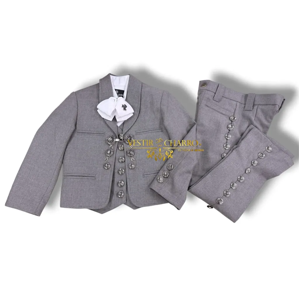 01 TRAJE NIÑO GRIS TALLA 6, PANTALON 6 GALA COMPLETA ECONOMICA