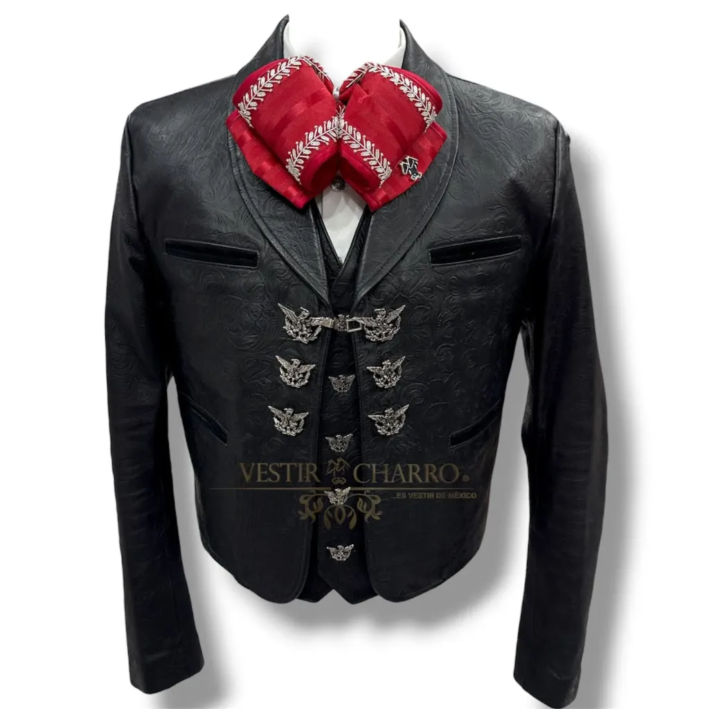 CHAQUETILLA Y CHALECO PIEL GRABADA MEDIANA