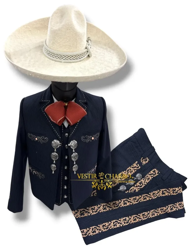 01 TRAJE AZUL RAYAS TALLA M, 36X32 FAENA MEDIA GALA ECONOMICA