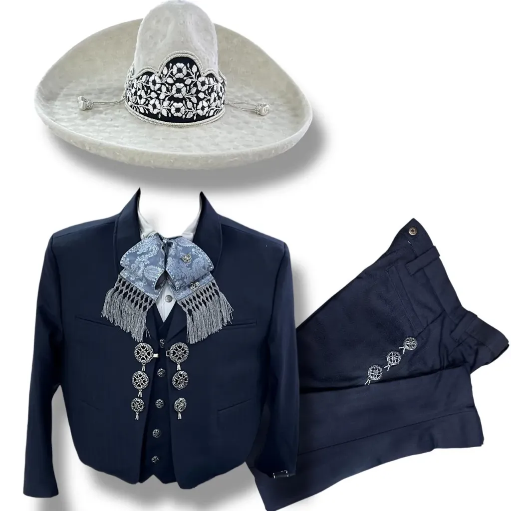 01 TRAJE AZUL TALLA 14, 28X29 LISO MEDIA GALA ECONOMICA