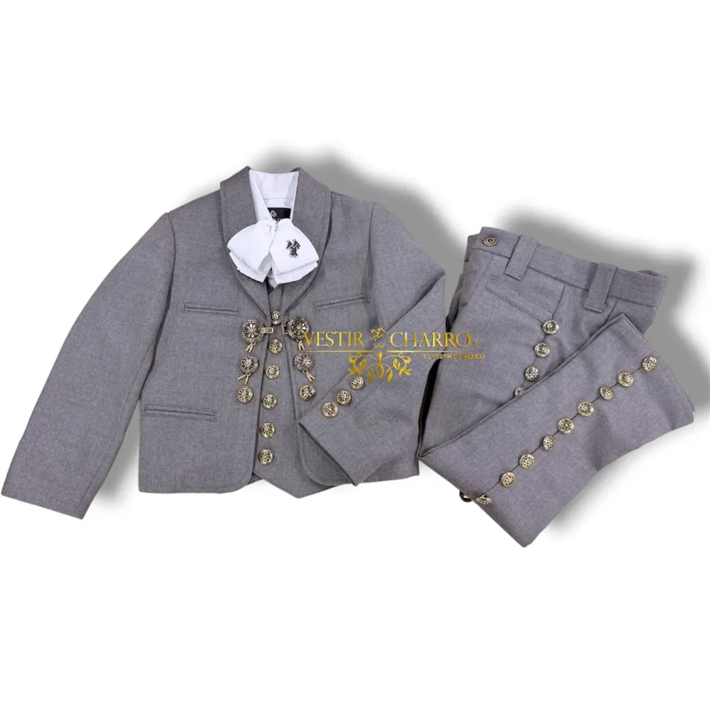 01 TRAJE NIÑO GRIS TALLA 4, PANTALON 4 GALA COMPLETA ECONOMICA