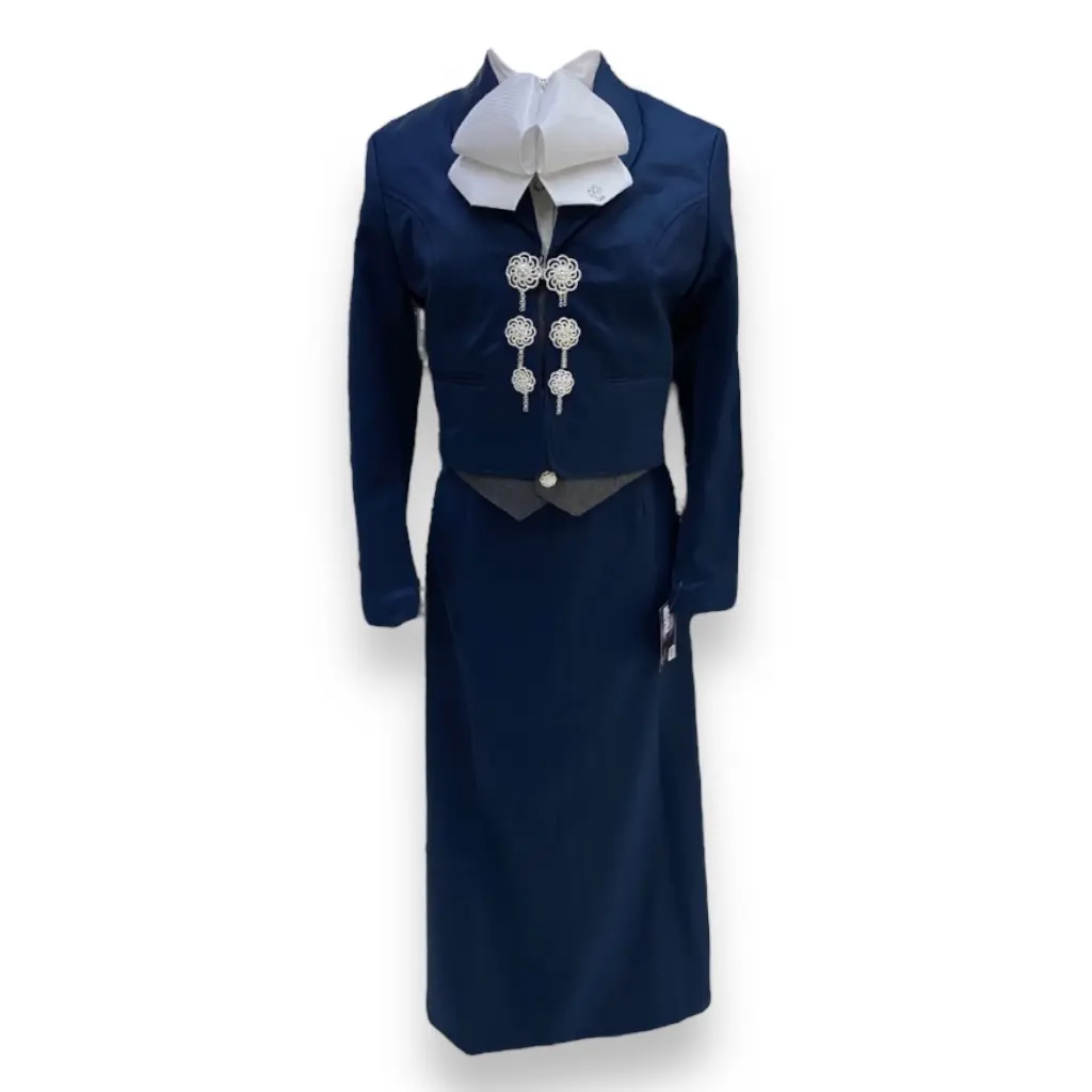 TRAJE DAMA AZUL PESPUNTE MED-GRA GALA COMPLETA