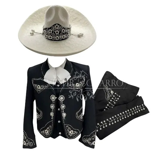 TRAJE NEGRO BDADO CANUTILLO GALA COMPLETA 