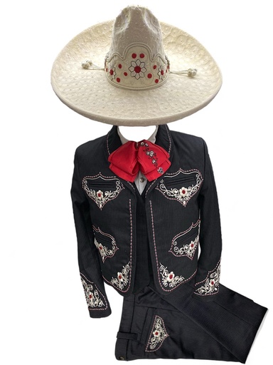 TRAJE NEGRO BODADO EN HILO
