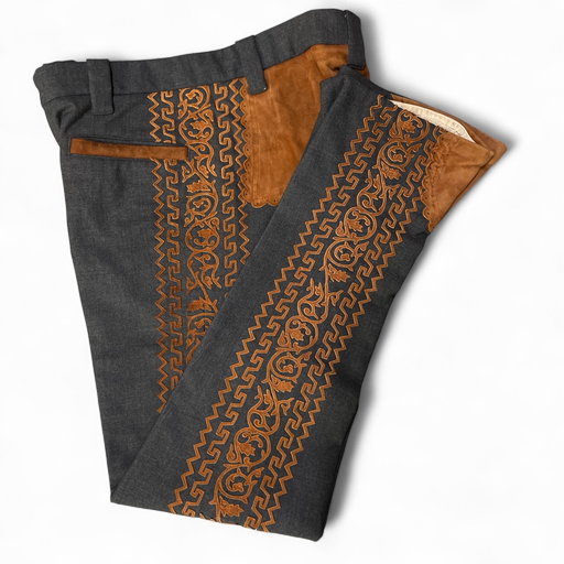 PANTALON GRECA ANCHA CUADRILERA Y TALONERA