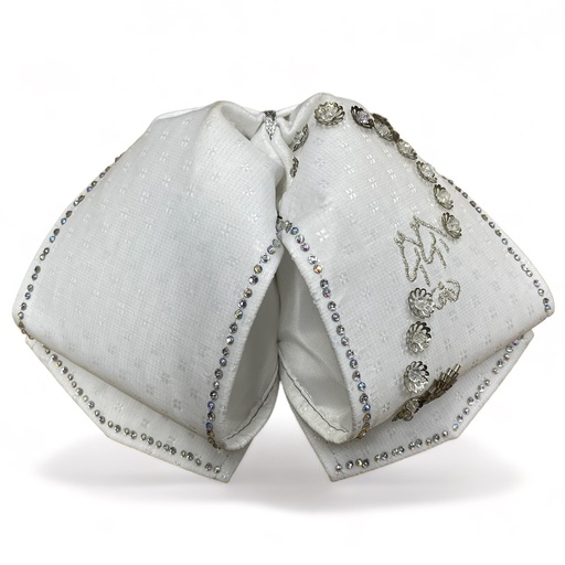 MOÑO BLANCO BORDADO CON PIEDRAS ADULTO